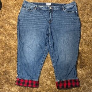 Lane Bryant Boyfriend Fit Plaid-Cuff Jean